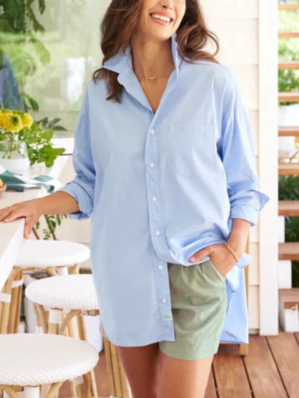 Frank & Eileen Shirley Button Up Oversized Shirt Cotton Superluxe Women's Medium